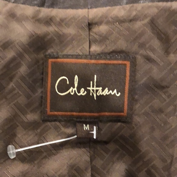 Cole Haan Women's Espresso  Lambskin Leather Hidden Button Down Jacket Coat Sz M - Picture 13 of 17